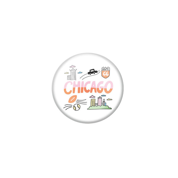 AVI White Colour Metal Badge Chicago  Regular Size 58mm R8001303