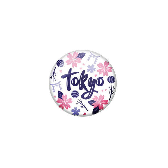 AVI White Colour Metal Badge Tokyo Flowers Design AXR8001307