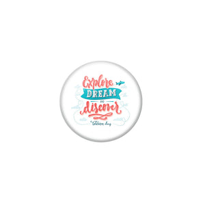 AVI White Colour Metal Badge Explore dream and discover With Glossy Finish Design