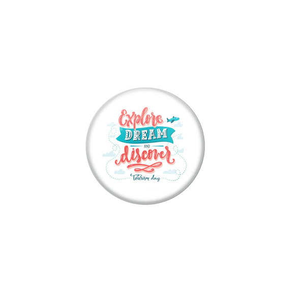 AVI White Colour Metal Badge Explore dream and discover With Glossy Finish Design