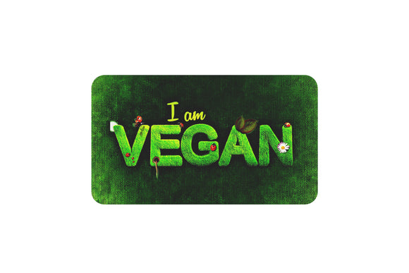 AVI Rectangular Fridge Magnet Green I am Vegan Quote RFM00007