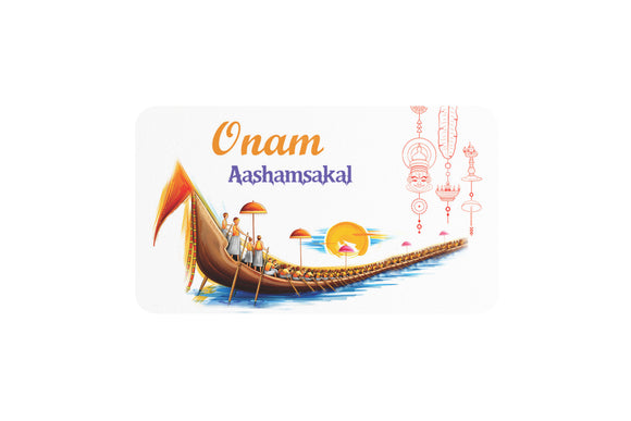 AVI Rectangular Fridge Magnet White Onam Aashamsakal Vallamkali RFM00013