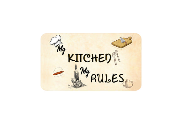 AVI Rectangular Fridge Magnet Beige My Kitchen My Rules Quote RFM00038