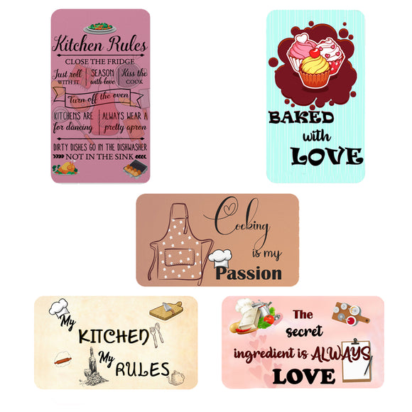 AVI Rectangular Fridge Magnet Multicolor Kitchen quotes Pack of 5 C5RFM00047