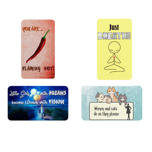 AVI Rectangular Fridge Magnet Multicolor Funny Cat and girl quotes Pack of 4 C4RFM00049