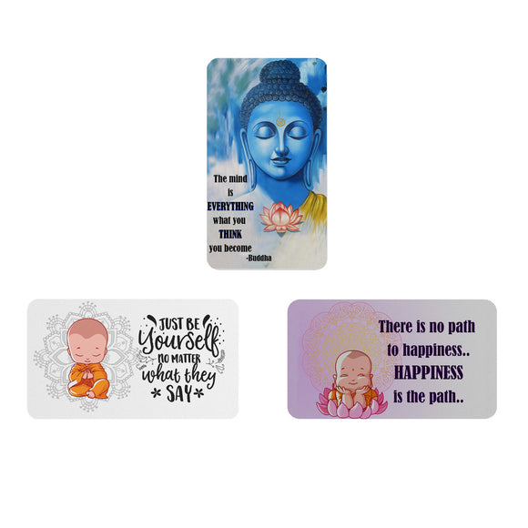 AVI Rectangular Fridge Magnet Multicolor Buddha Wisdom Quotes Pack of 3 C3RFM00052