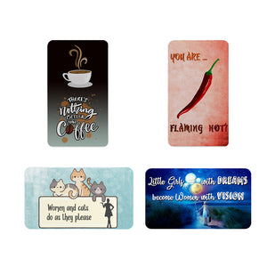 AVI Rectangular Fridge Magnet Multicolor Positive, coffee and women Quotes Pack of 4 C4RFM00054