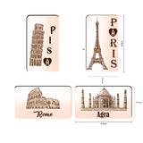 AVI Rectangular Pack of 4 Fridge Magnets Multicolor Agra Europe Travel Paris Pisa Rome France Italy souvenir C4RFM00073