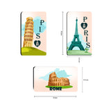 AVI Rectangular Pack of 3 Fridge Magnets Multicolor Europe Travel Paris Pisa Rome France Italy souvenir C3RFM00074