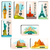 AVI Rectangular Pack of 8 Fridge Magnets Egypt Europe Travel France Italy Russia UK USA souvenir C8RFM00077