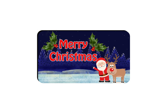 AVI Rectangular Fridge Magnet Blue Santa and reindeer Christmas wish winter RFM00127