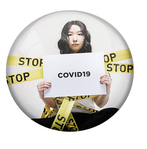 Stop Corona Virus Badge Woman R8000939 x 1